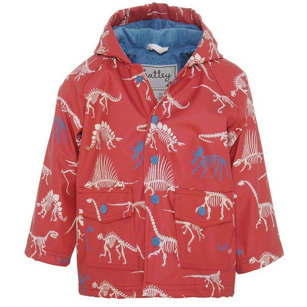 Hatley Red Dinosaur Terrycloth Lined Rain Jacket